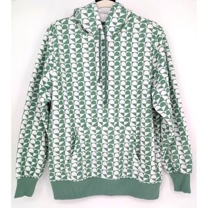 Cali 1850 Los Angeles Green White Geometric Heart Hoodie Small Oversized Cozy